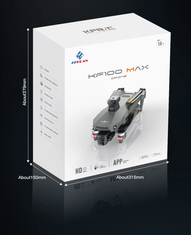 Drone Professionnel KF100 MAX 4K avec Nacelle 3 Axes, GPS et Écran 5,5 Pouces